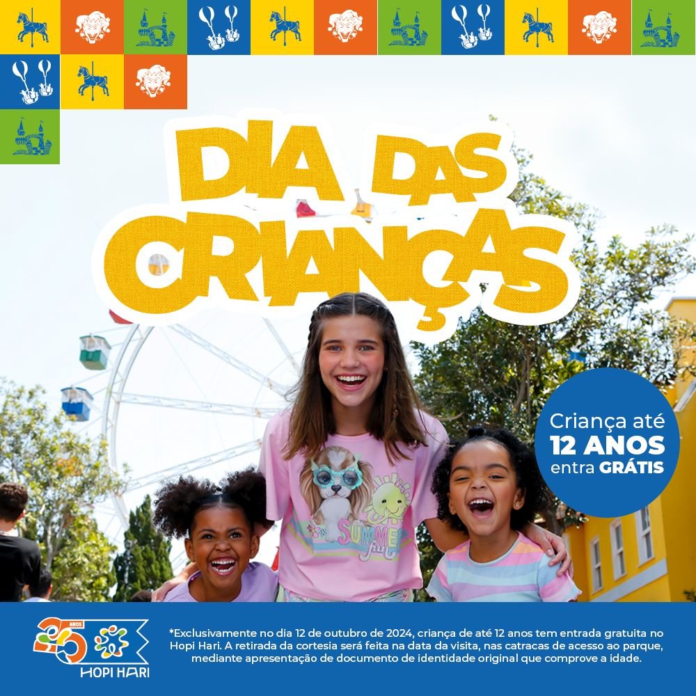 Hopi Hari oferece entrada gratuita para crianças até 12 anos no sábado do Dia das Crianças