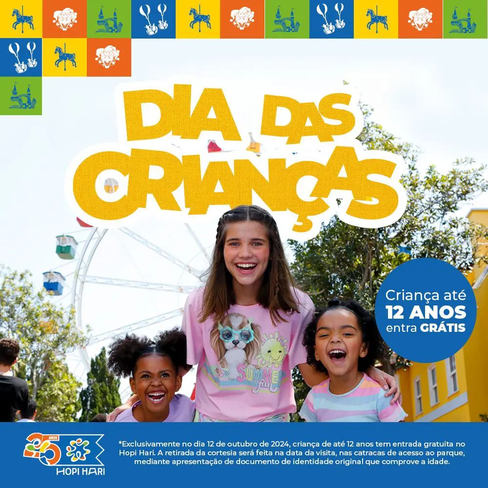 Hopi Hari oferece entrada gratuita para crianças até 12 anos no sábado do Dia das Crianças