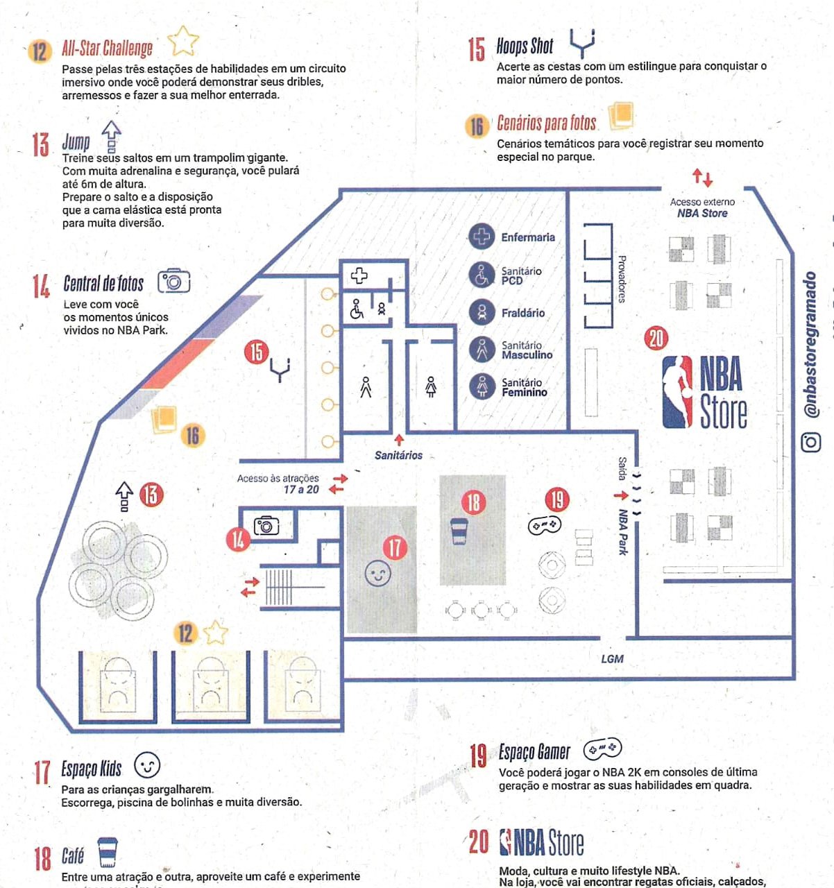 Mapa do NBA Park em Gramado
